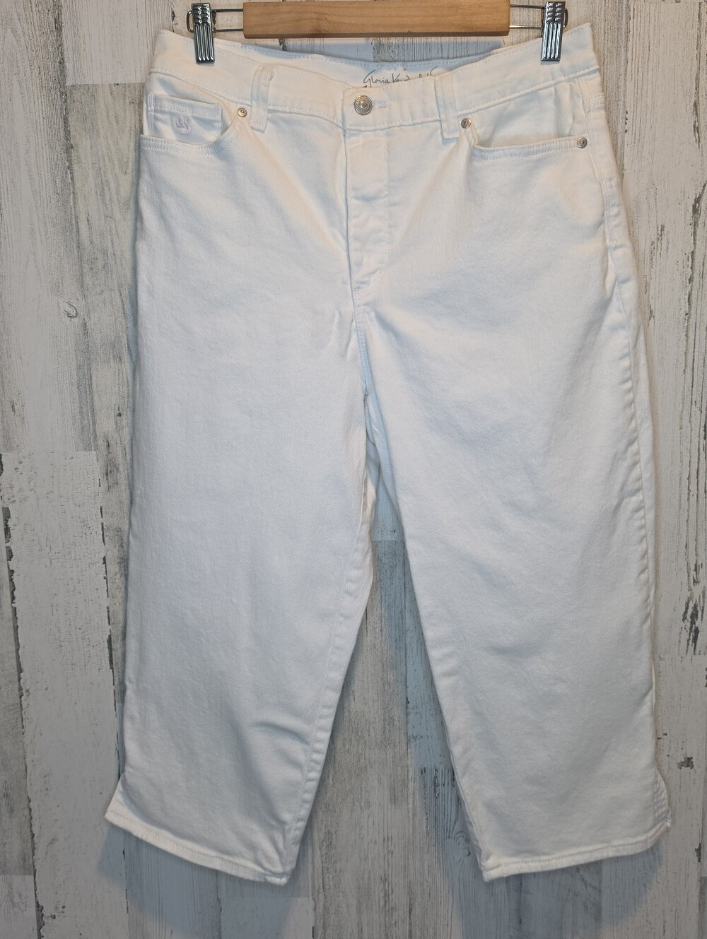 Gloria Vanderbilt Amanda Jeans Womens 12 White High Rise Slimming Capri Cropped